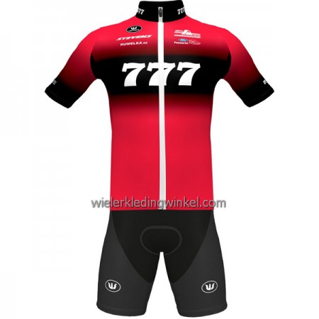 Set Fietsshirt + Korte Koersbroek 2023 Team 777 Rood